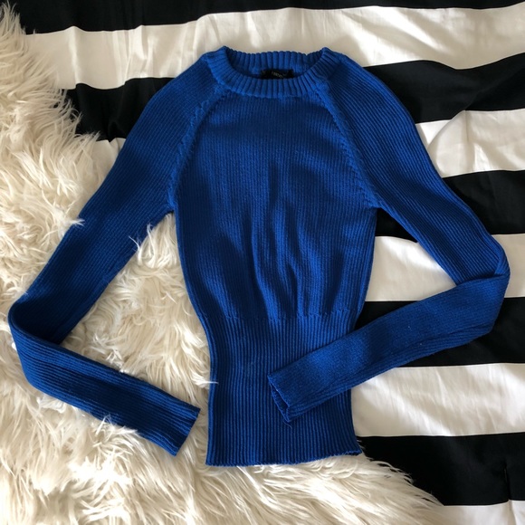 Forever 21 Sweaters - Blue fitted knitted long sleeve sweater